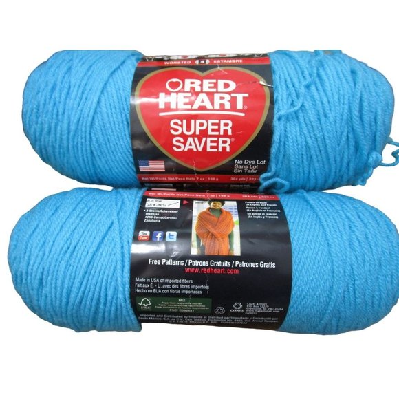 Red Heart Worsted Yarn Turqua Blue No Dye Lot One Full One Partial Skein - Picture 4 of 4